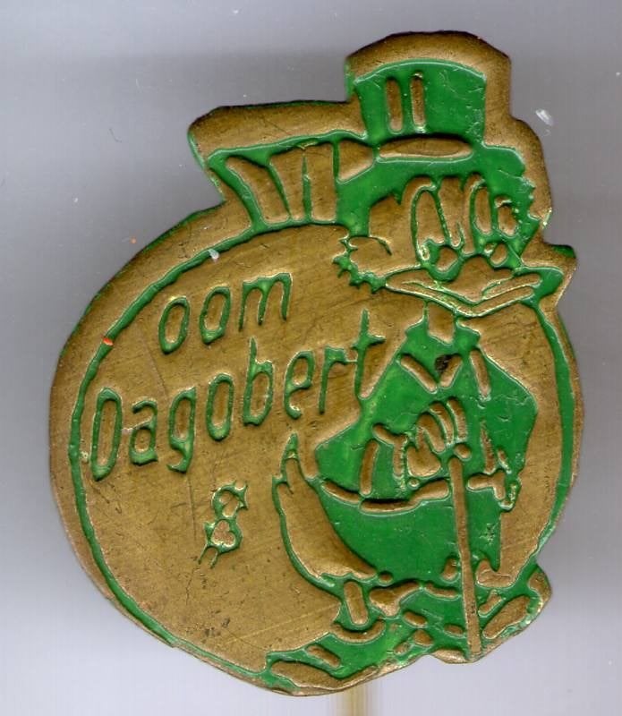 Oom Dagobert groen op koper stripfiguurtje speldje ( R_092), Ophalen of Verzenden, Nieuw, Figuurtje, Speldje of Pin