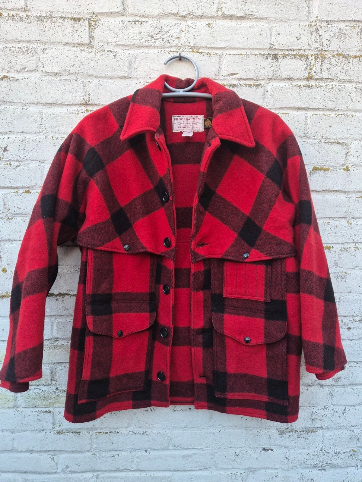 Vintage Filson Red & Black Buffalo Plaid Wol Jas, Kleding | Heren, Ophalen of Verzenden, Zo goed als nieuw, Rood