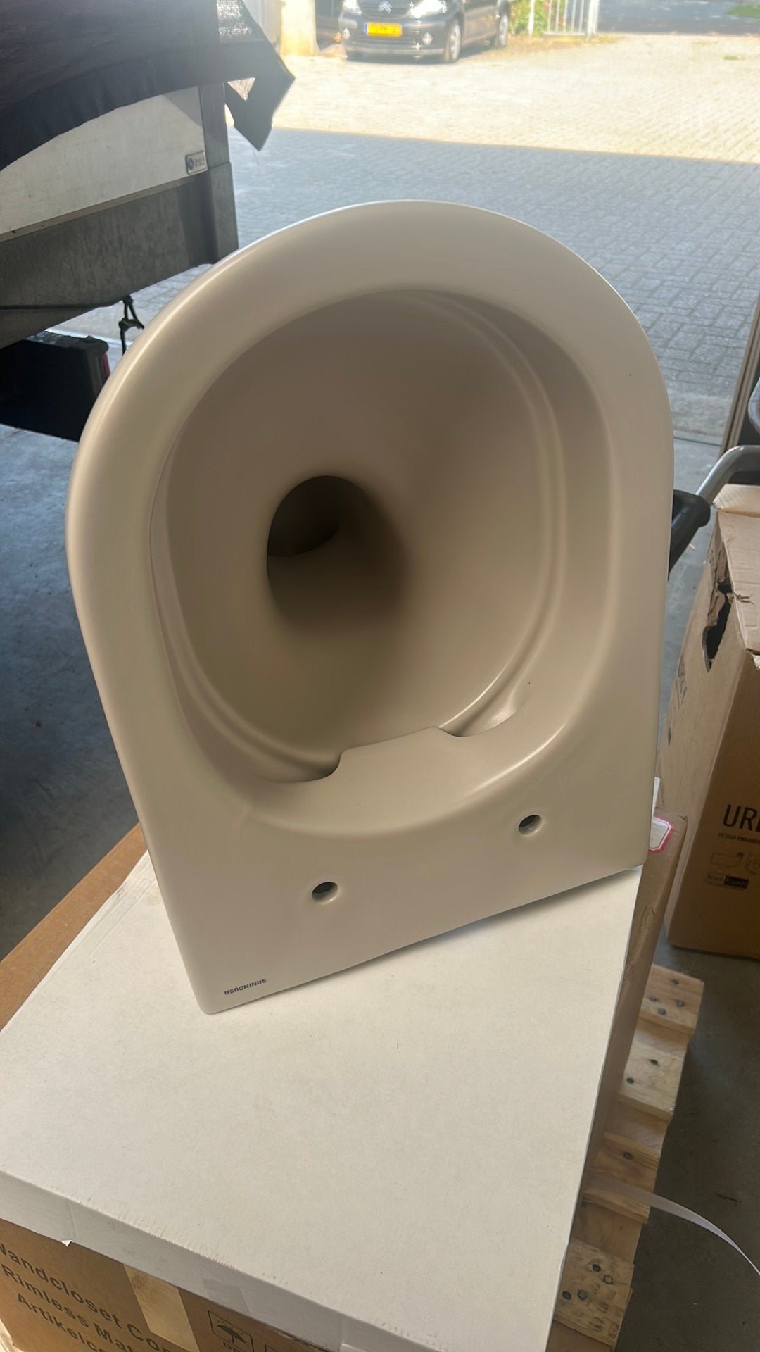 Mat Taupe zand wc rimmles softclose nieuw, Ophalen of Verzenden, Nieuw, Toilet