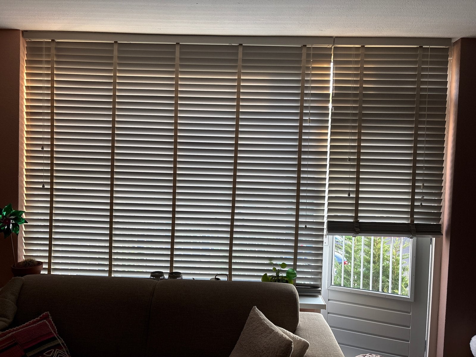 LEEM Houten Jaloezieën 220x220 cm en 80x220 cm, Ophalen, Jaloezie, Gebruikt, Overige merken