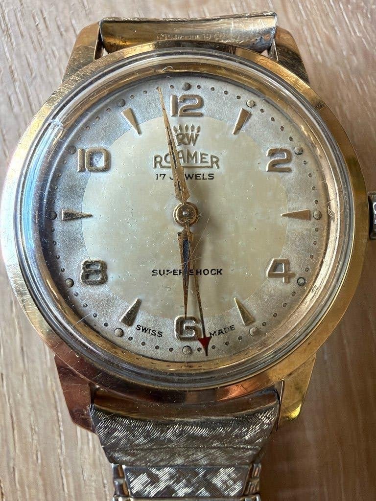 Roamer Brevete vintage herenhorloge 33 mm, Overige merken, Staal, Met bandje, Polshorloge