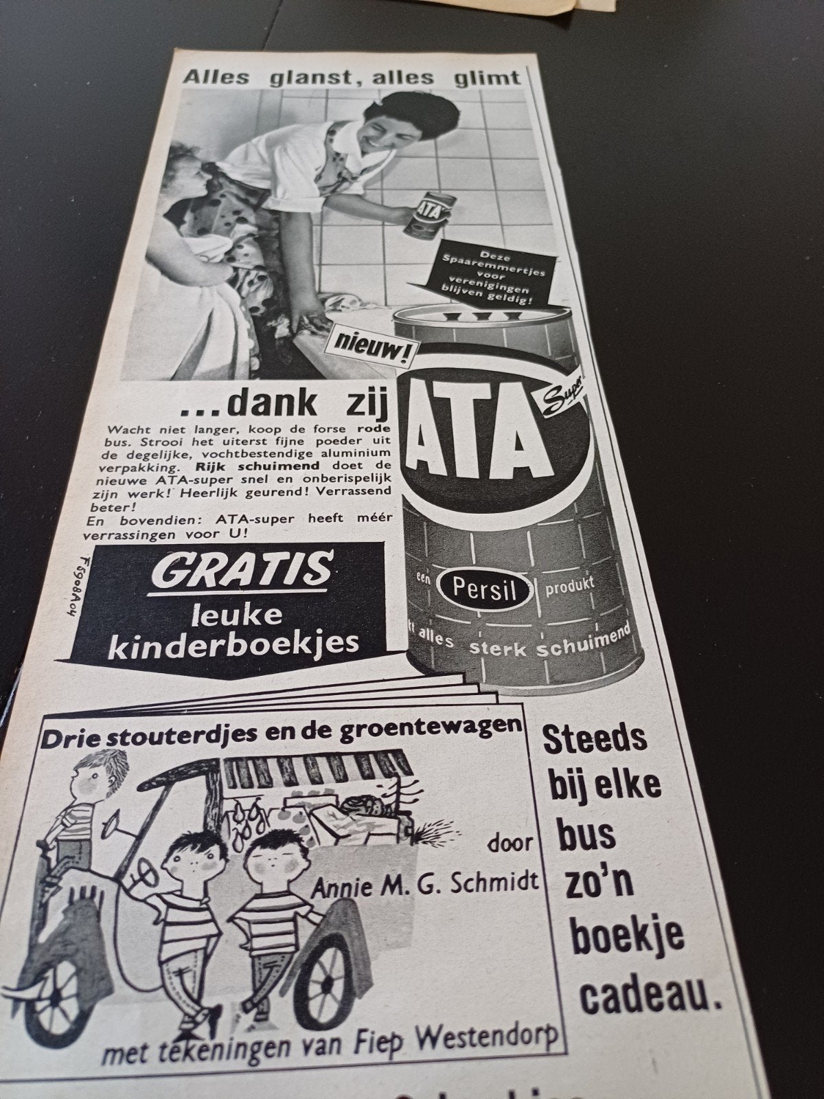 advertentie  ATA schuurmiddel Annie M.G. Schmidt boekjes, Verzamelen, Ophalen of Verzenden, Zo goed als nieuw