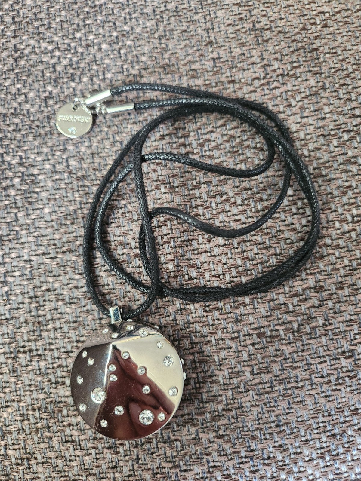 Swarovski ketting met hanger en kristallen, Overige materialen, Gebruikt, Zwart, Ophalen of Verzenden