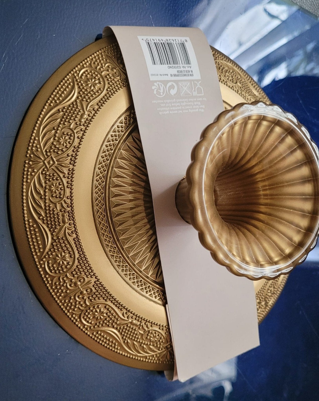 Gusta Taarthouder Goud Ø21x7cm - Nieuw in verpakking, Goud, Nieuw, Gusta, Ophalen of Verzenden