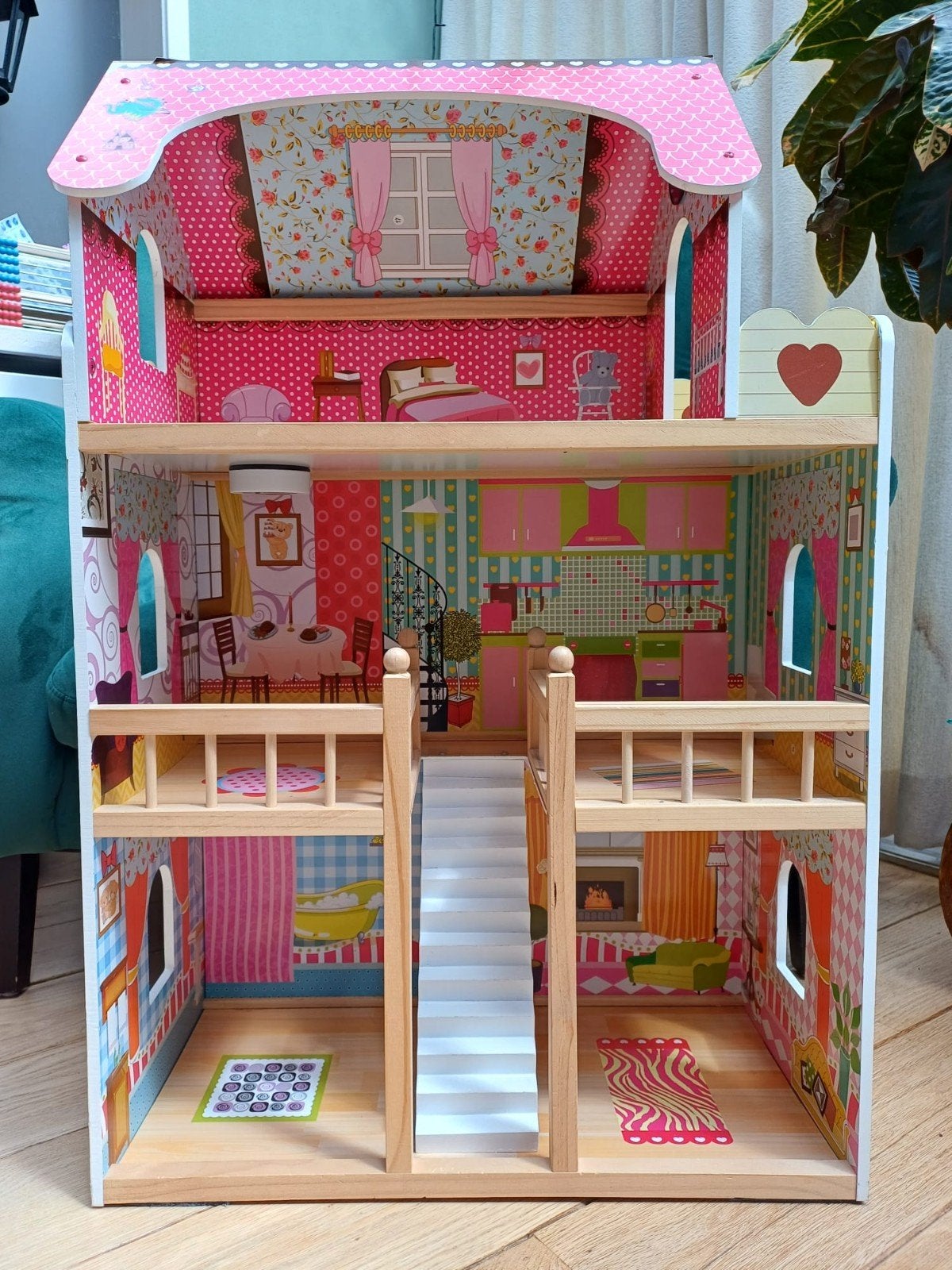 Poppenhuis met 2 sets accessoires en Haba gezin, Ophalen, Zo goed als nieuw, Poppenhuis