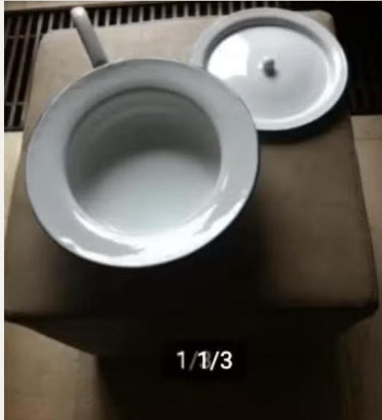 Ondersteek po Wit Emaile wit diameter 32 cm, Ophalen of Verzenden, Zo goed als nieuw