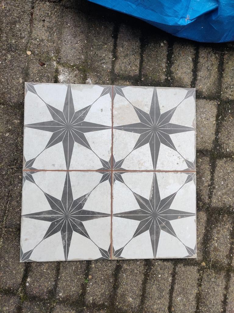 Vloer/wandtegel VT star zwart/wit 45x45x1, 3m2 (15 stuks), Ophalen, Nieuw, Minder dan 5 m², Wandtegels
