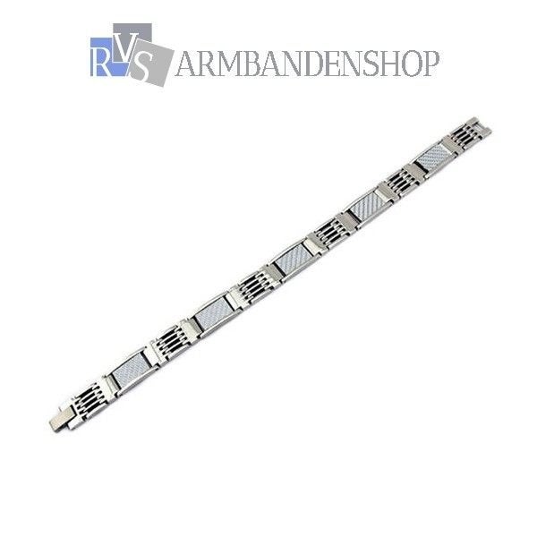 Rvs staal sieraden armbanden heren armband zilver, Verzenden, Nieuw, Zilver, Staal