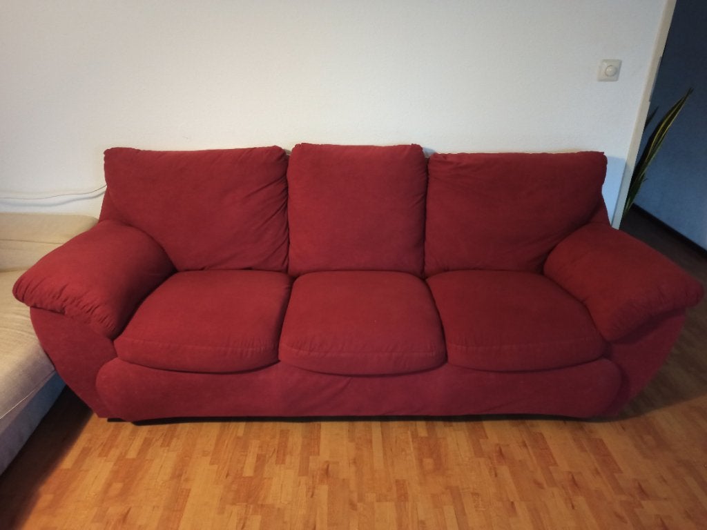 Comfortabele rode bank - 2m lang, in goede staat, Ophalen, Gebruikt, Driepersoons, 75 tot 100 cm