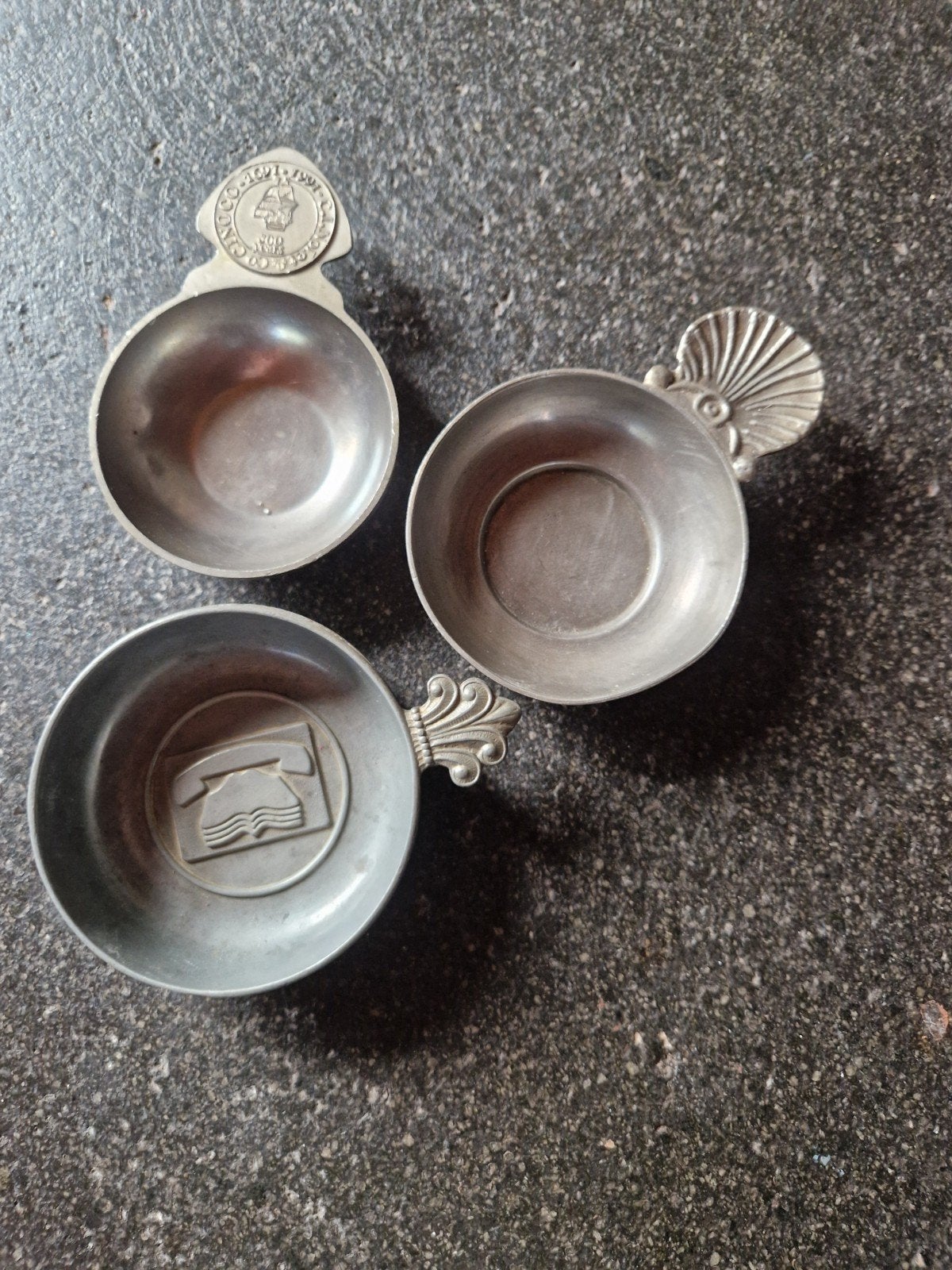 Set van 3 vintage tinnen schaaltjes/asbakjes, Ophalen of Verzenden