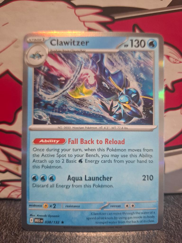Pokemon Clawitzer MEG 038/132 holo, Ophalen of Verzenden, Nieuw, Losse kaart
