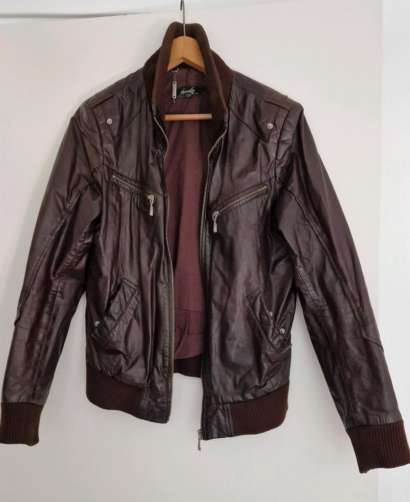 Echt bruin lederen jas heren maat 48 nette staat, Kleding | Heren, Jassen | Zomer, Gedragen, Maat 48/50 (M), Bruin, Ophalen of Verzenden