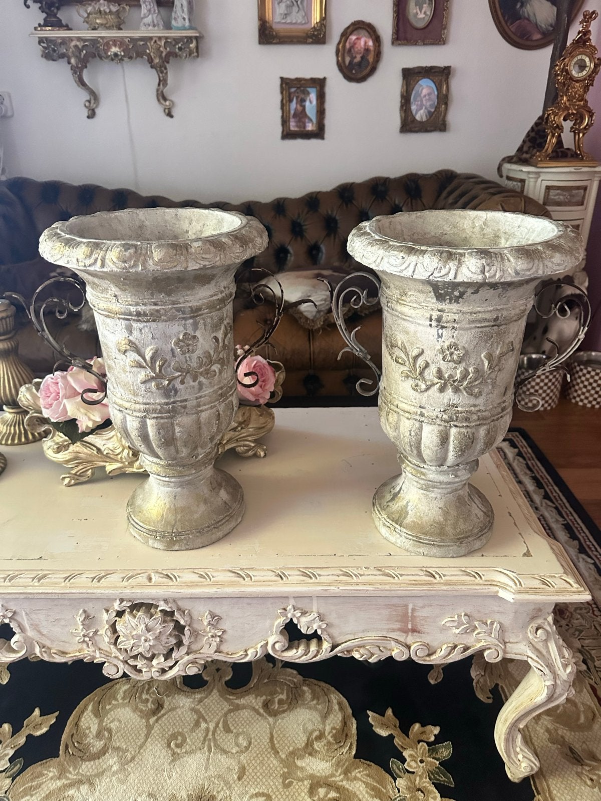 Set van 2 Barok Stenen Potten - Decoratieve Vazen, Ophalen of Verzenden