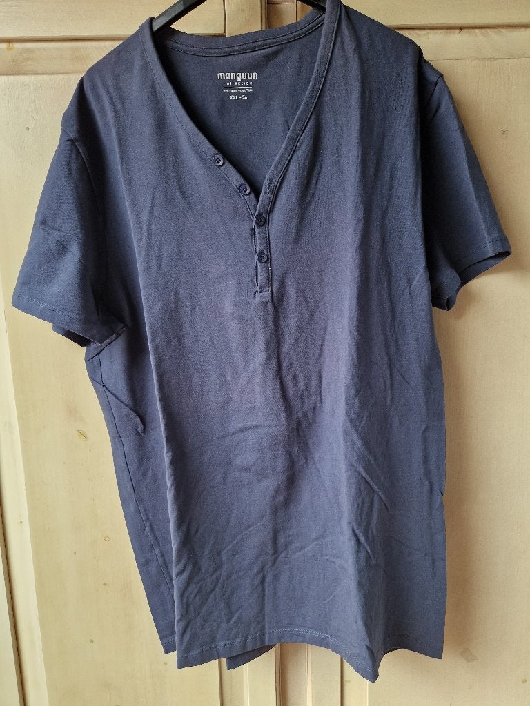 blauw shirt, Manguun, maat xxl, Kleding | Heren, T-shirts, Overige maten, Zo goed als nieuw, Manguun, Verzenden