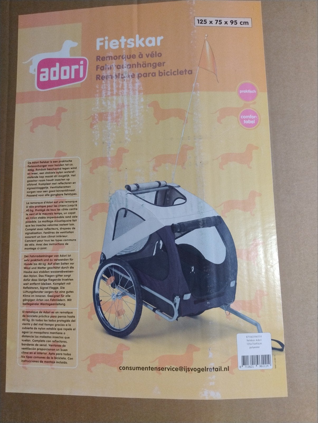 Adori Hondenfietskar - Praktisch & Comfortabel, Adori, Opvouwbaar, Bagagekar, 20 tot 40 kg