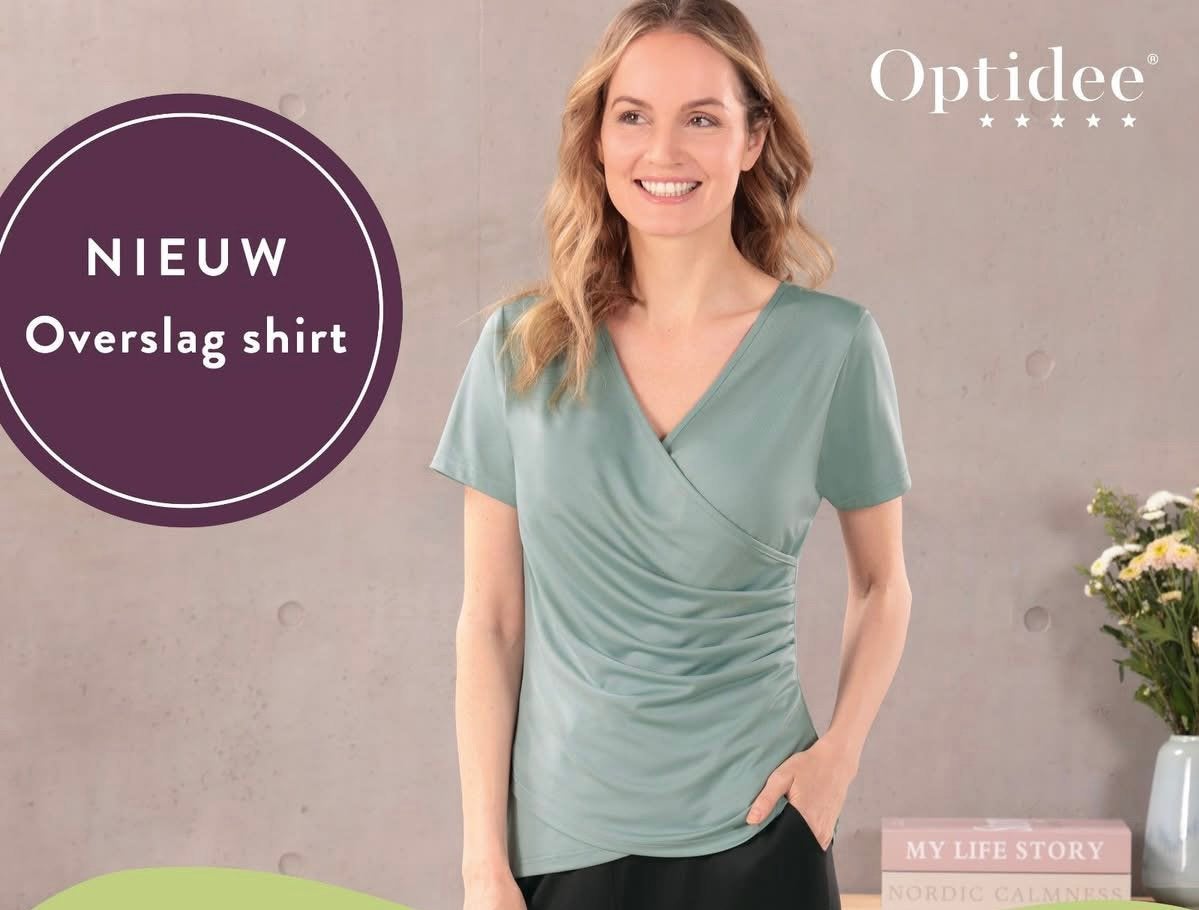 Optidee overslag shirt dames, Ophalen of Verzenden, Nieuw, Groen, Korte mouw