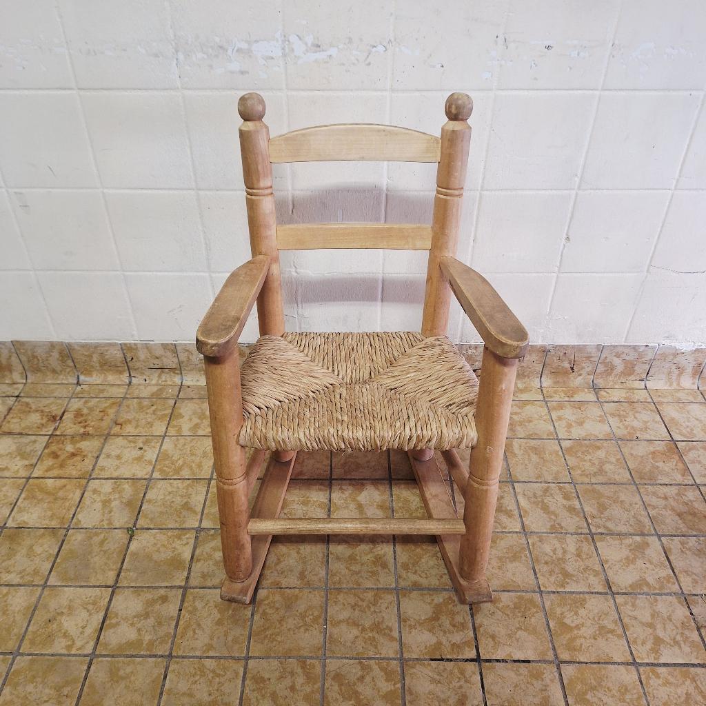 Vintage Schommelstoel voor Kinderen / Hout en Riet, Ophalen, Gebruikt, -, -