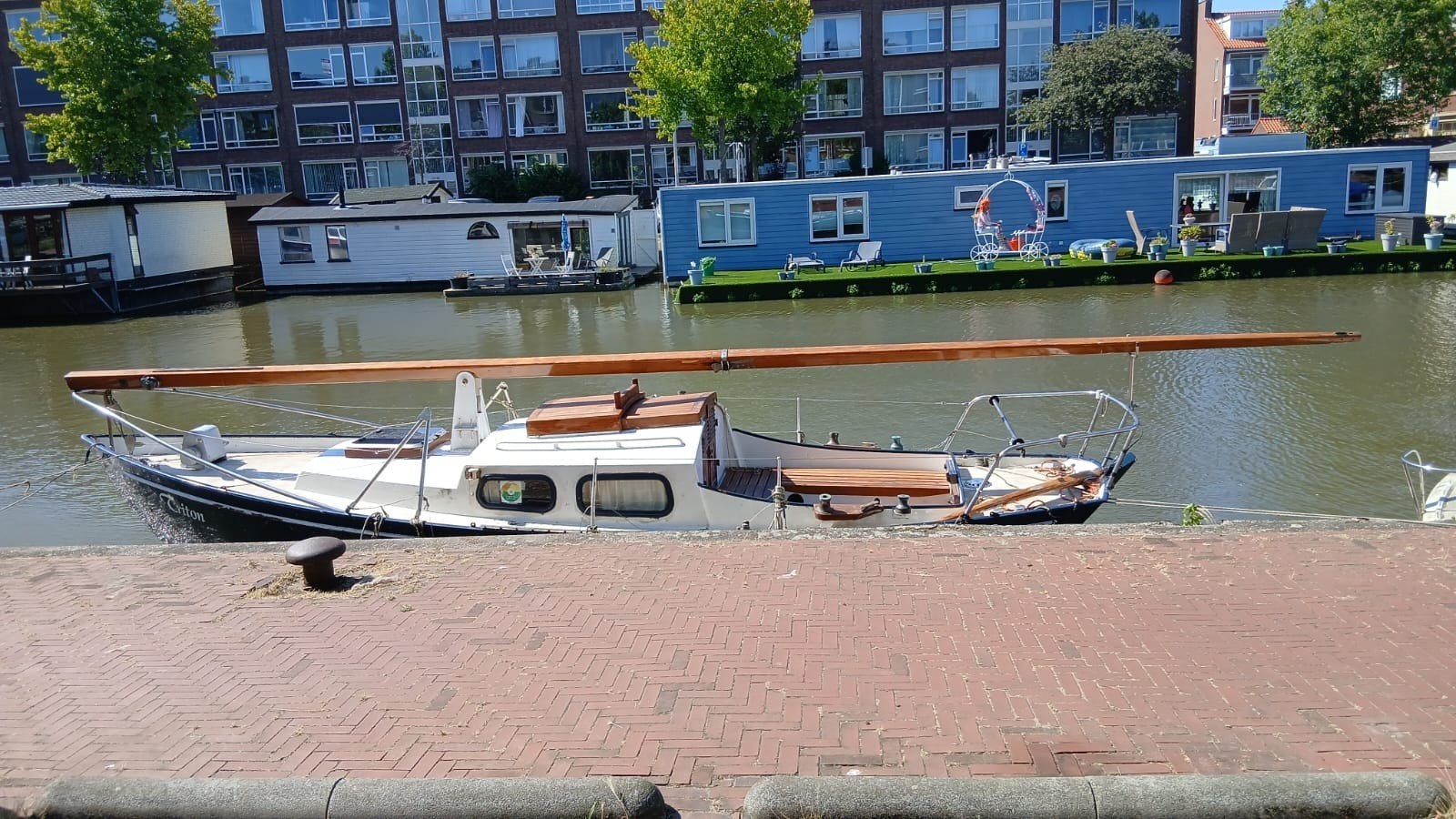 Houten mast 9.40m met zeilen en tuigage., Watersport en Boten, Ophalen, Gebruikt, Tuigage en Masten, Zeilboot