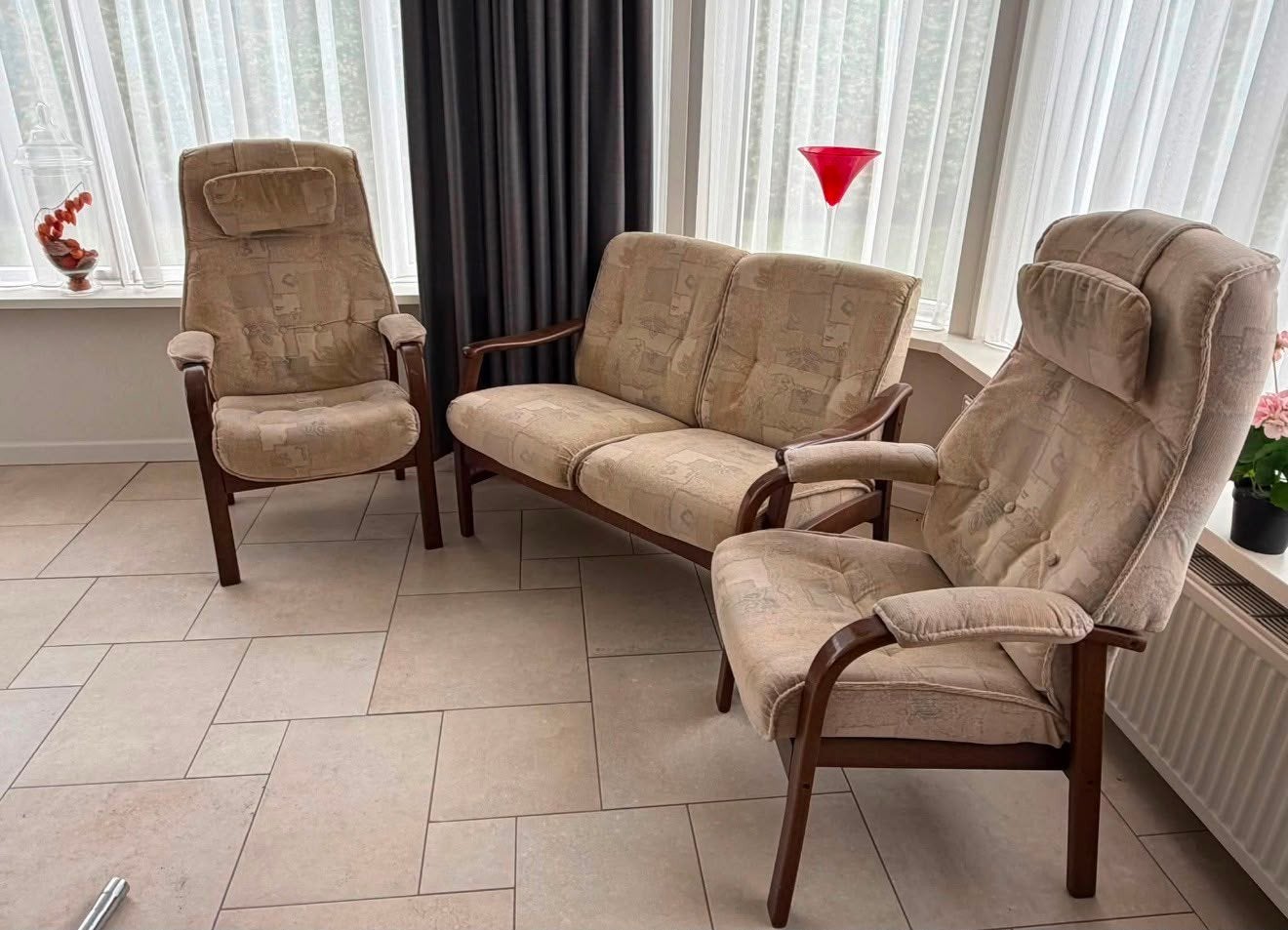2-zits bankje en 2 verstelbare stoelen, Ophalen, Gebruikt, Klassiek, Tweepersoons