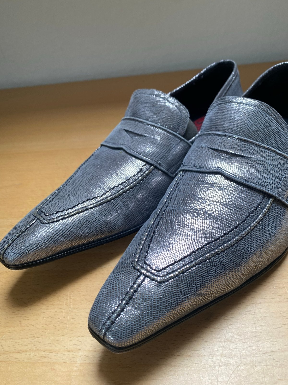 Stijlvolle zilverkleurige loafers van Ghost, maat 42, Ophalen of Verzenden, Zo goed als nieuw, Overige kleuren, Loafers