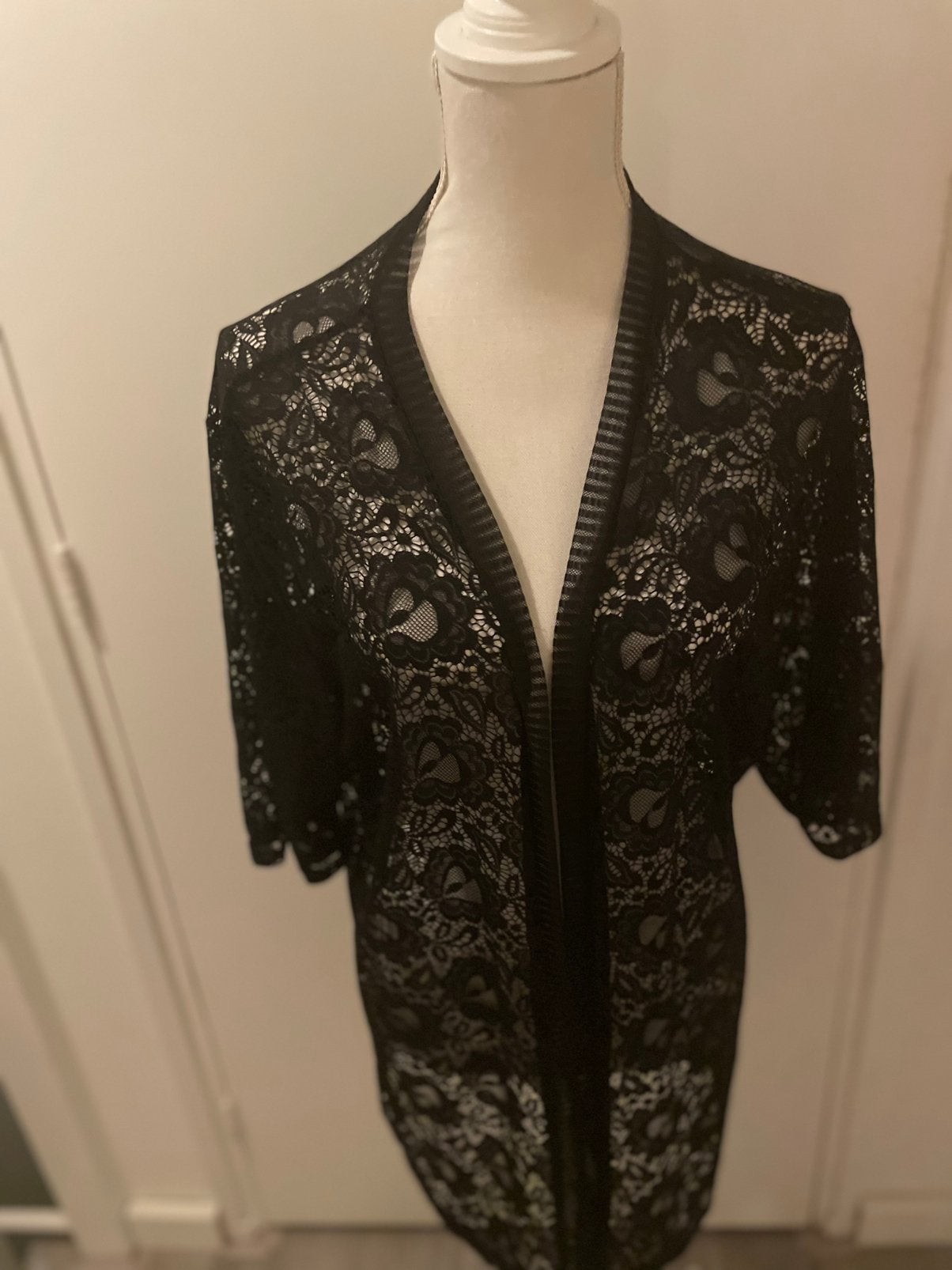 Vest zwart kant maat 2XL, Verzenden, Nieuw, Maat 46/48 (XL) of groter, Zwart