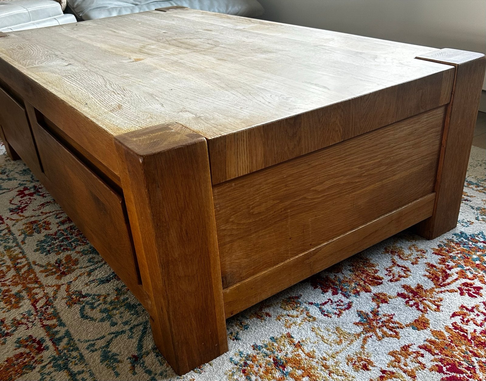 Vandaag ophalen weg=weg: salontafel met lades, Ophalen, Gebruikt, 100 tot 150 cm, Eikenhout