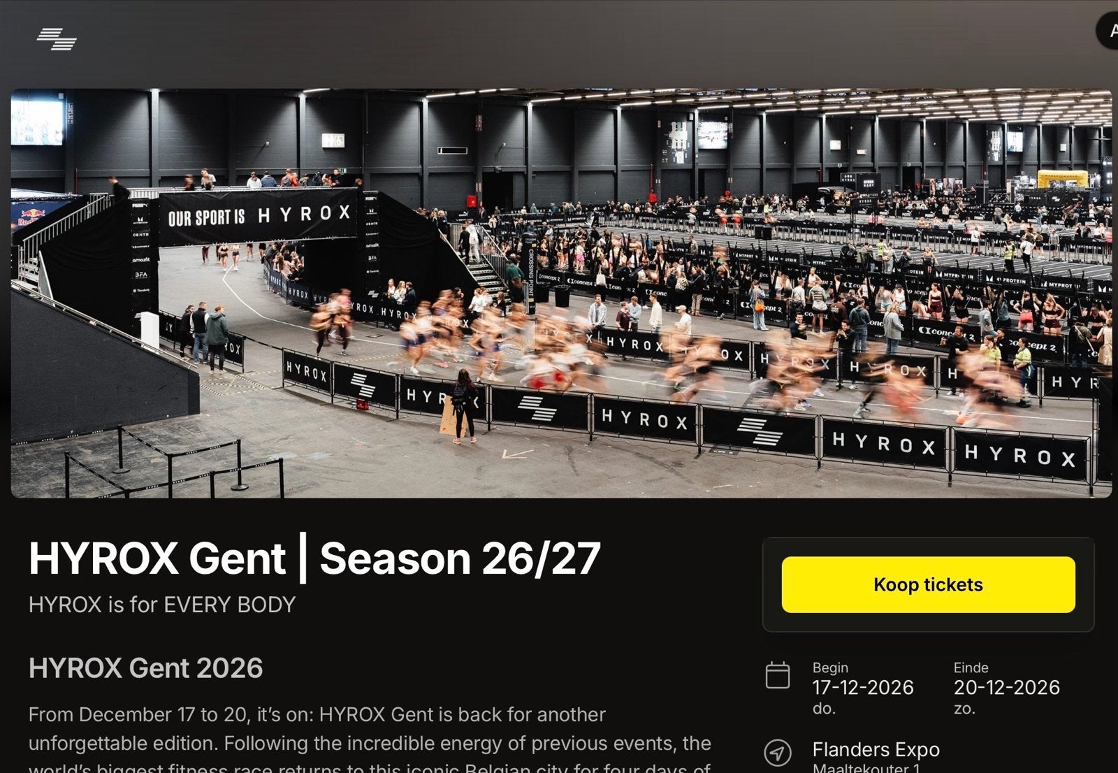 Ticket Hyrox Gent women open solo, Tickets en Kaartjes, Eén persoon
