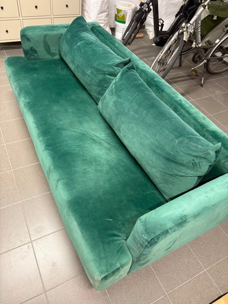 Zetel fluweelgroen, Ophalen, Gebruikt, 125 cm of meer, 75 tot 100 cm