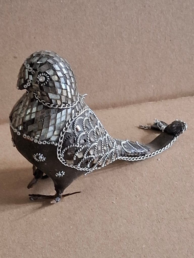 Decoratief vogeltje met spiegeltjes en kralen, Ophalen of Verzenden, Gebruikt