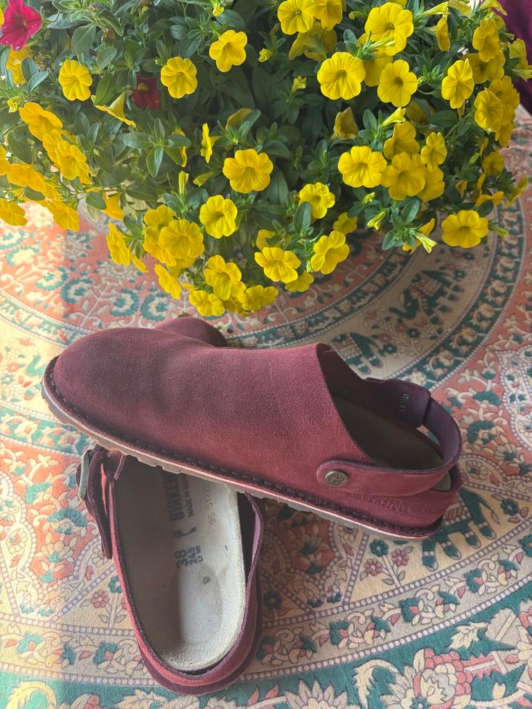 Birkenstock Lutry premium - Bordeaux Suède - Maat 38, Ophalen of Verzenden, Zo goed als nieuw, Overige kleuren
