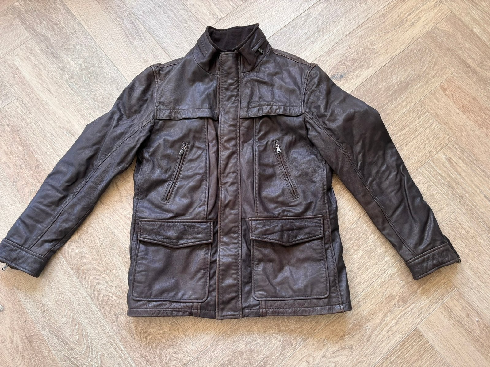 Tommy Hilfiger leren herenjas | maat XL, Ophalen of Verzenden, Gedragen, Maat 56/58 (XL), Bruin
