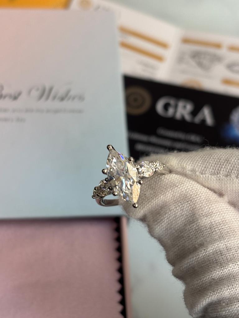 Luxury Marquise Moissanite Ring – Size 7 925s, Sieraden, Tassen en Uiterlijk, Ringen, Nieuw, Dame, 17 tot 18, Zilver, Zilver, Met edelsteen