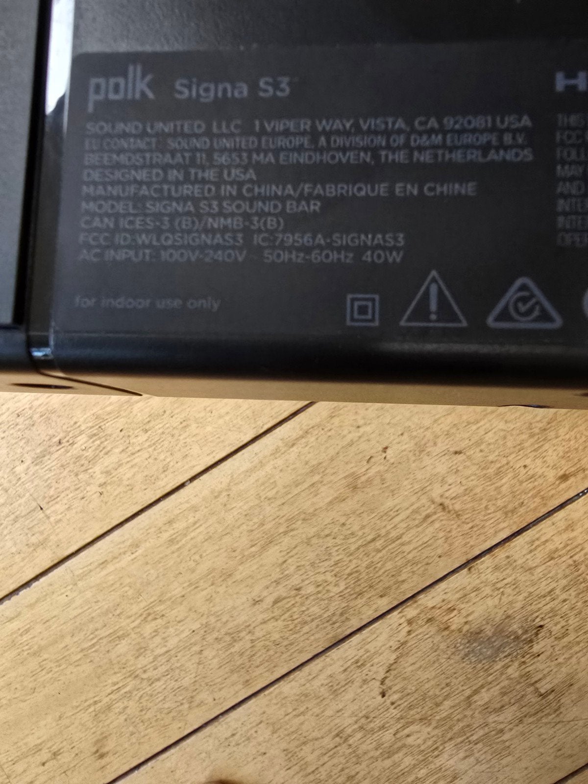 Polk Signa S3 Soundbar met draadloze subwoofer, Ophalen, Bluetooth, Gebruikt