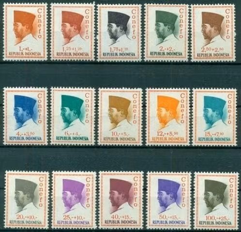 Indonesie 1965 - ZBL472-486 - President Soekarno Conefo, Postzegels en Munten, Ophalen of Verzenden, Postfris, Zuidoost-Azië