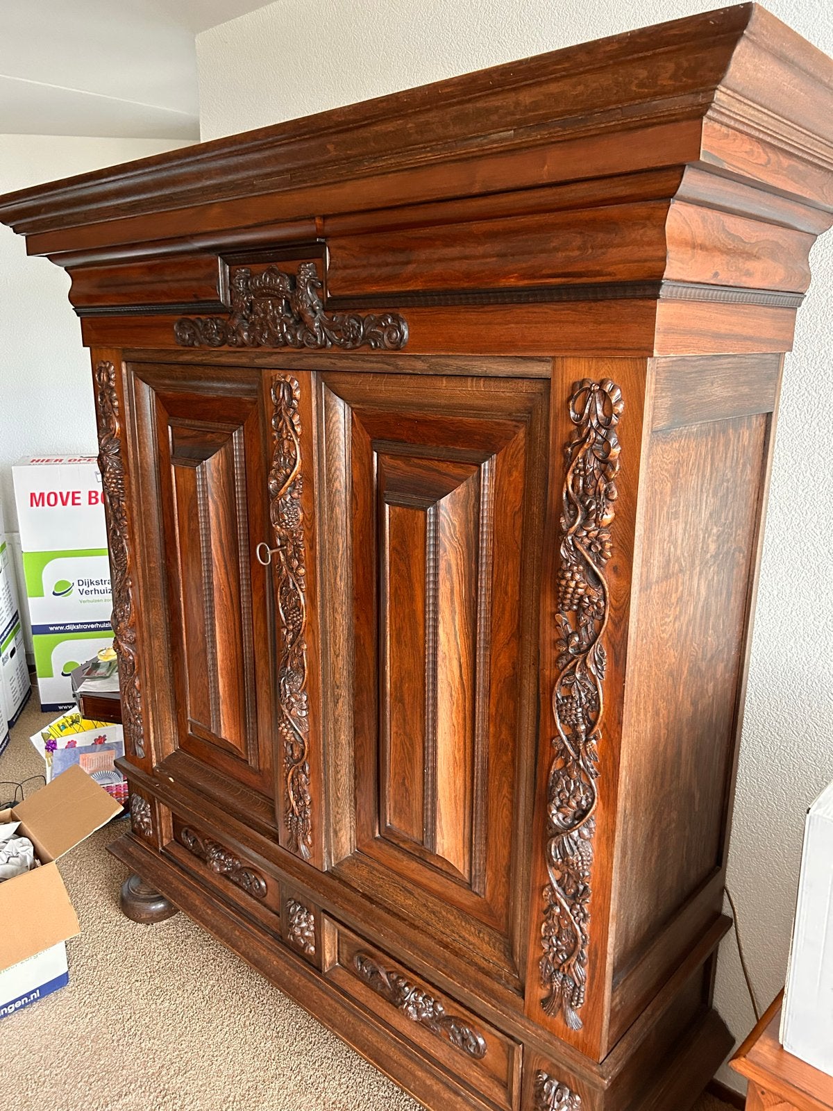 Prachtig antiek kabinet - Groenlose kussenkast, Ophalen of Verzenden