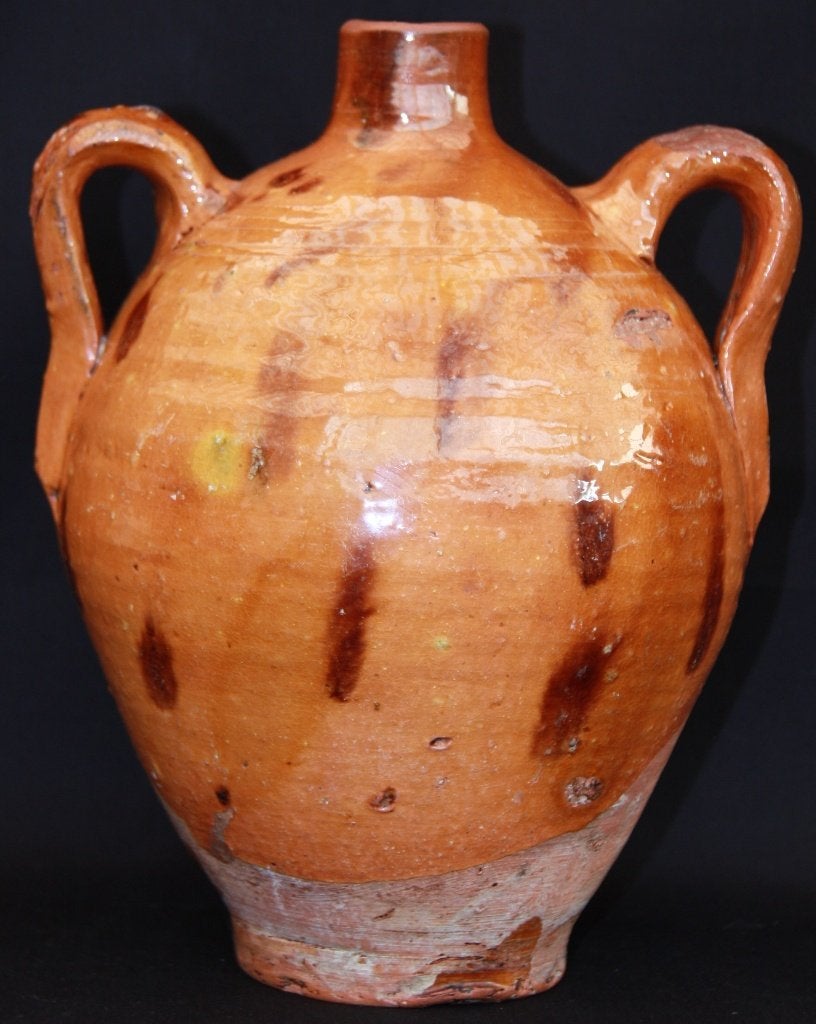 18e eeuwse bijzondere aardewerk kan, hoogte; 21,8 cm, Ophalen of Verzenden