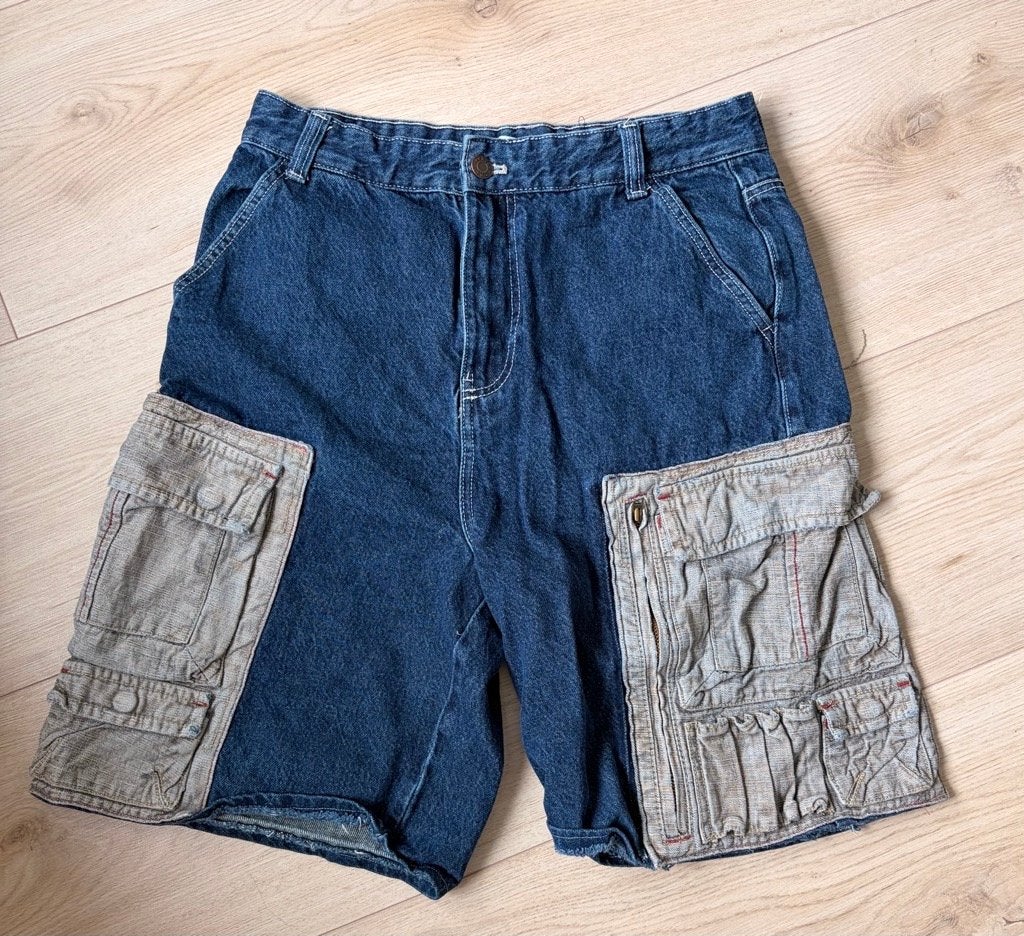 Bershka denim cargo shorts - Maat 36 (S), Kort, Blauw, Ophalen of Verzenden, Zo goed als nieuw