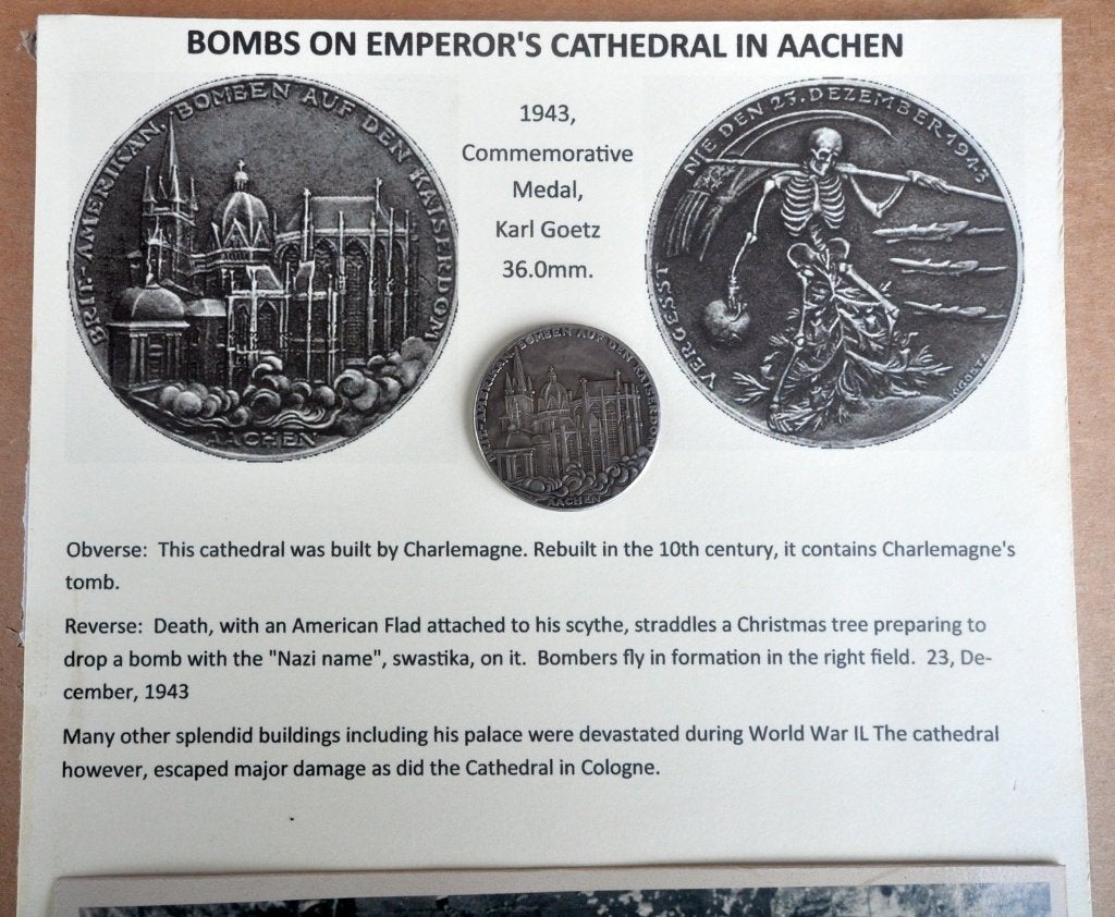1943 medaille 'slag om Aken' + foto's, Verzamelen, Militaria | Tweede Wereldoorlog, Verzenden, Luchtmacht, Duitsland, Embleem of Badge