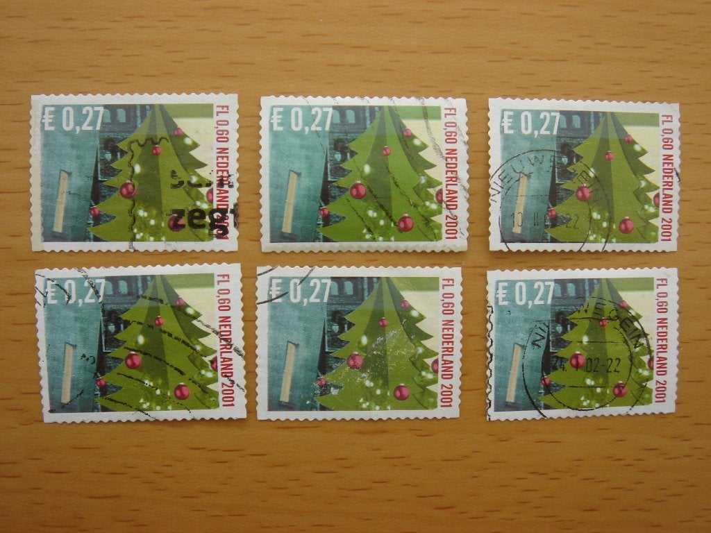 2001 Decemberzegels NVPH 2024 – 6x – Versierde boom, Ophalen of Verzenden, Na 1940, Gestempeld