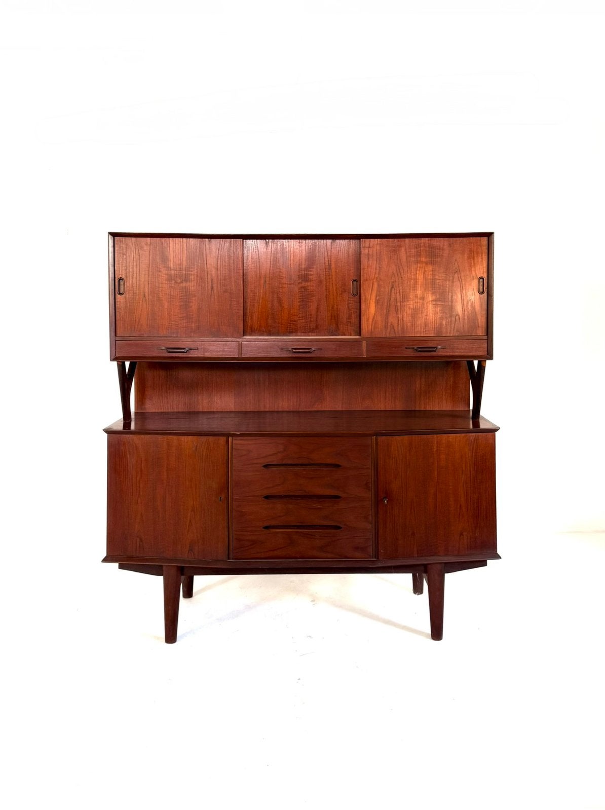 Vintage teakhouten highboard, Højbjerg Møbelfabrik ‘60, 150 tot 200 cm, Zo goed als nieuw, Højbjerg Møbelfabrik, 150 tot 200 cm