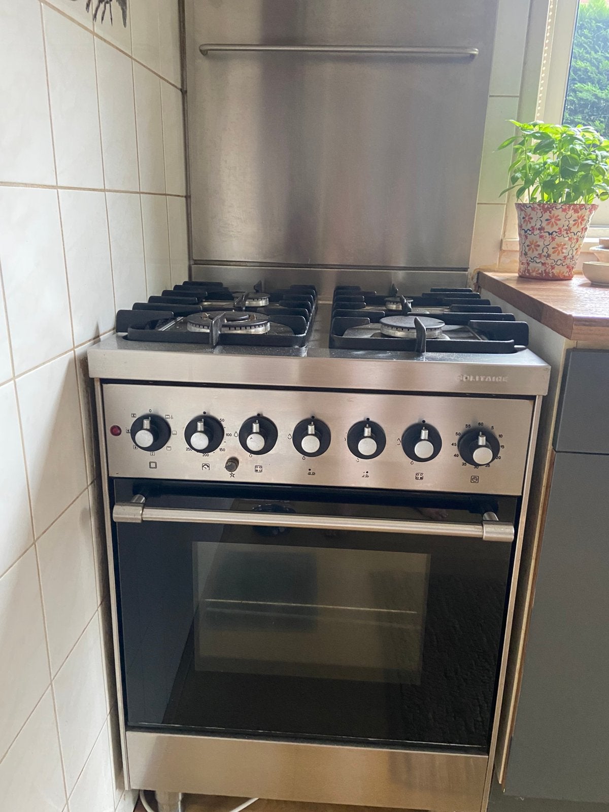 Gasfornuis met oven, Ophalen, 4 kookzones, Gas, Vrijstaand