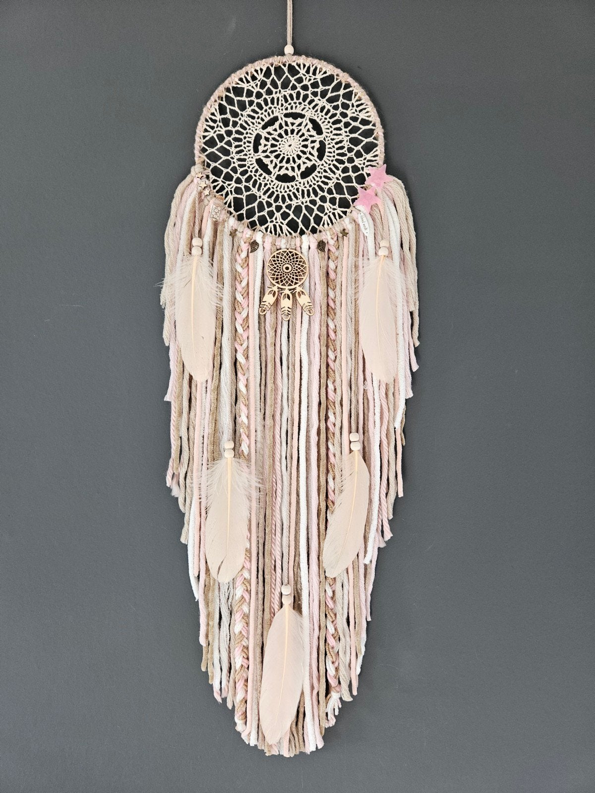 dromenvanger oud roze taupe wandkleed boho hippie muurdeco, Ophalen of Verzenden, Nieuw