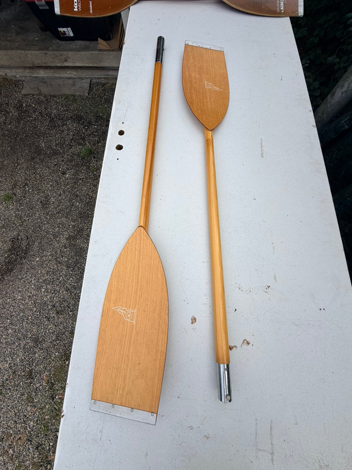 Vintage houten peddels voor kajak  klepper en kober, Ophalen, Gebruikt, Dubbelbladige peddel