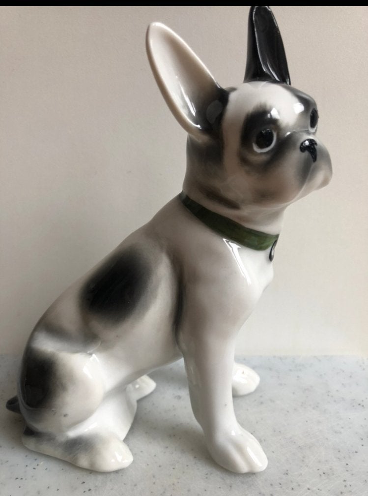 Antiek Beeld  French Bull Dog Terriër Duits Porselein, Ophalen of Verzenden, Nieuw, Dier
