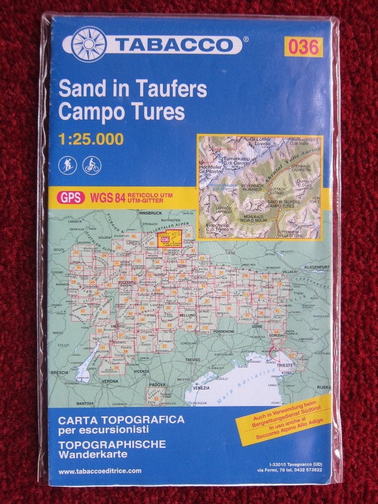Tabacco Wanderkarte 036 Sand in Taufers, 2014, Boeken, Atlassen en Landkaarten, Gelezen, Verzenden, Italië, Landkaart