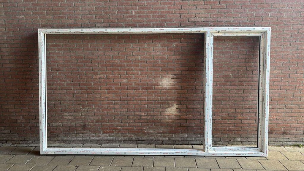 kunststof kozijn aluplast wit houtnerf 3442x1910, Niet ingevuld, Kunststof, Niet ingevuld, Nieuw