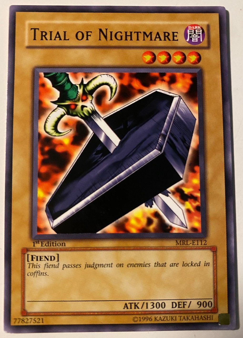 Yu-Gi-Oh! Trial of Nightmare MRL 1st Edition !, Ophalen of Verzenden, Gebruikt, Losse kaart