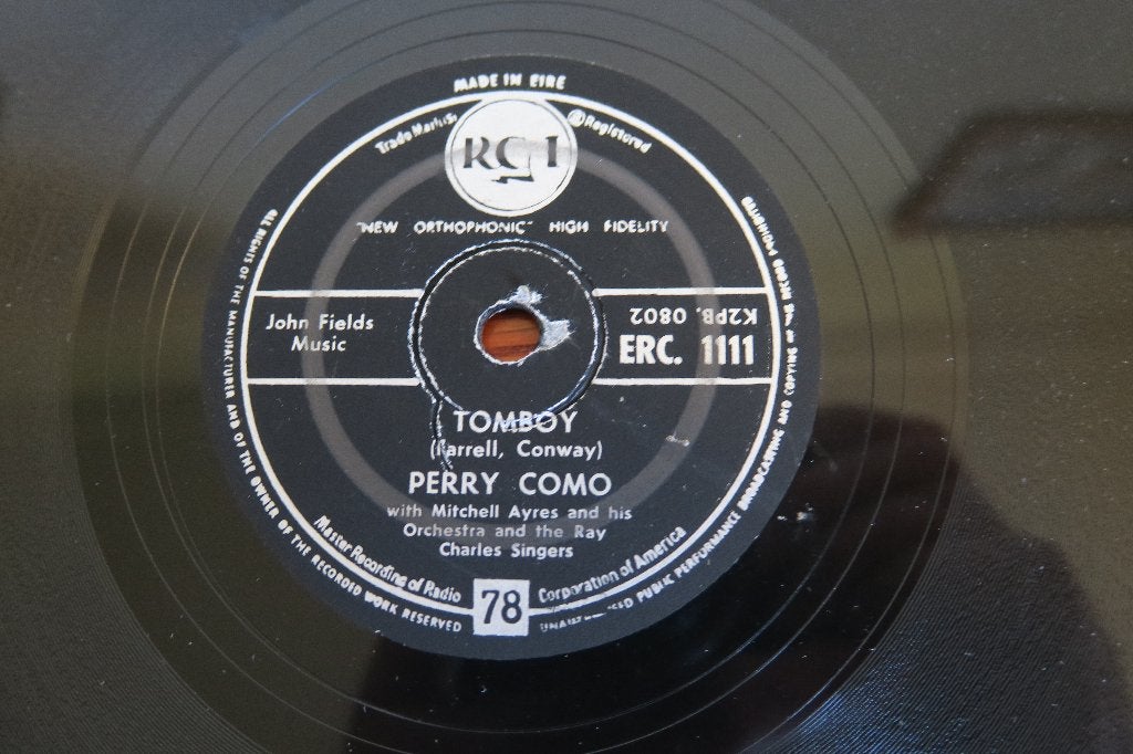 Perry Como Tomboy 78rpm 78 toeren grammofoonplaat schellak, Ophalen of Verzenden, Voor 1960, Gebruikt, 10 inch