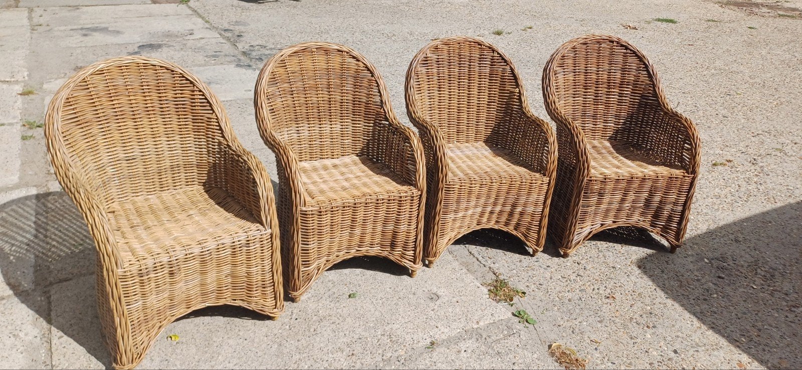 Set van 4 rotan stoelen, Ophalen, Gebruikt, Bruin, Riet of Rotan