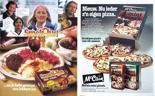 39 vintage advertenties reclames etenswaren 1975-80 eten, Verzamelen, Ophalen of Verzenden, Gebruikt, Overige typen
